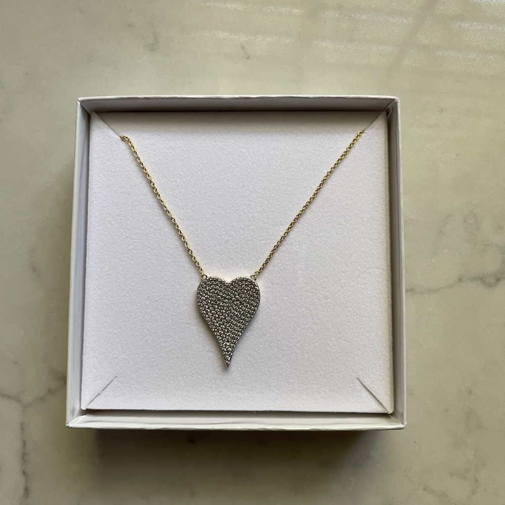 Jennifer Miller Pave CZ Heart Gold Necklace